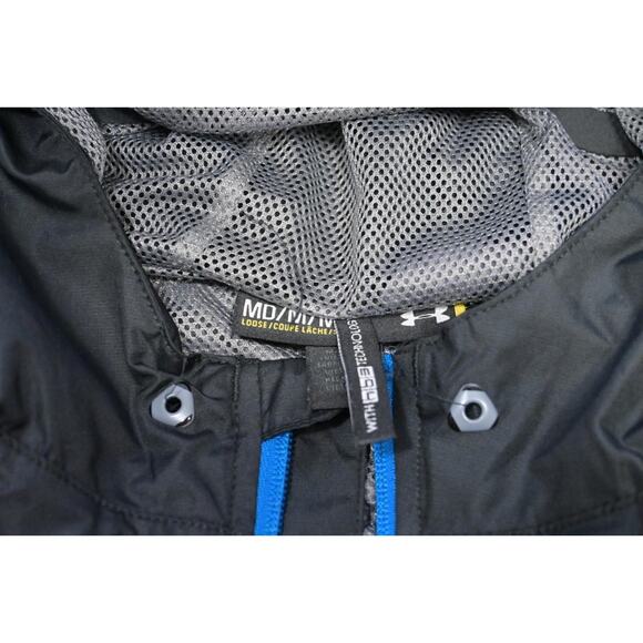 Under Armour Track Jacket Hoodie Lined Full Zip Black Athletic Mens Size Medium - Picture 9 of 11